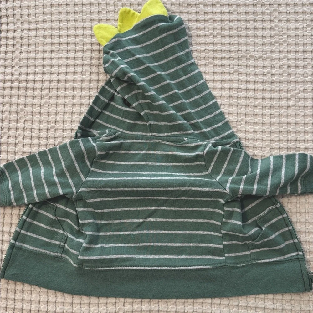 3/$15 🌸 Carter’s Child of Mine Dinosaur Hoodie Green Stripe Zip Up Jacket